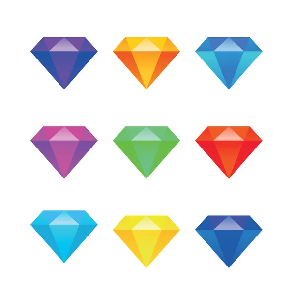 Set Von Einfachen Realistischen Bunten Diamant Symbol Zeichen Illustration Design — Stockvektor