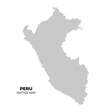 Noktalı Peru haritası, ülkenin ana hatlarını noktalar şeklinde gösteriyor.