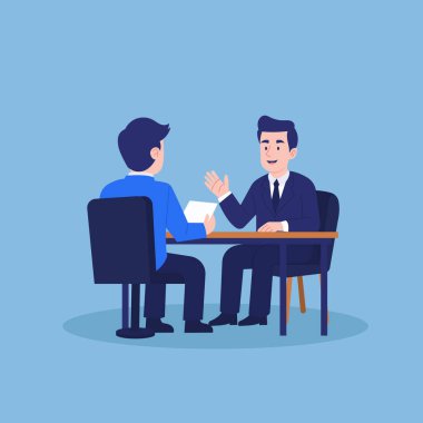 İş görüşmesi için. Erkek Yönetici Erkek Adayla Röportaj