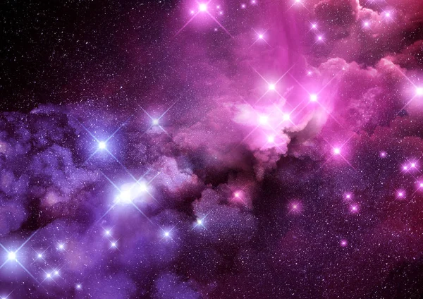 Roze Paarse Galaxy Nevel Sterren Achtergrond Raster Illustratie — Stockfoto