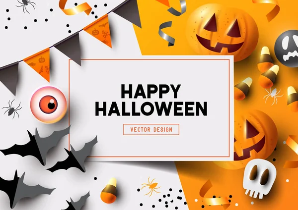 Halloween Party Címke Meghívás Összetétele Jack Lantern Tök Party Dekoráció — Stock Vector