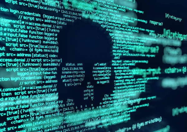 Script Codice Del Computer Attacchi Hacking Del Sistema Concettuale Sicurezza — Foto Stock