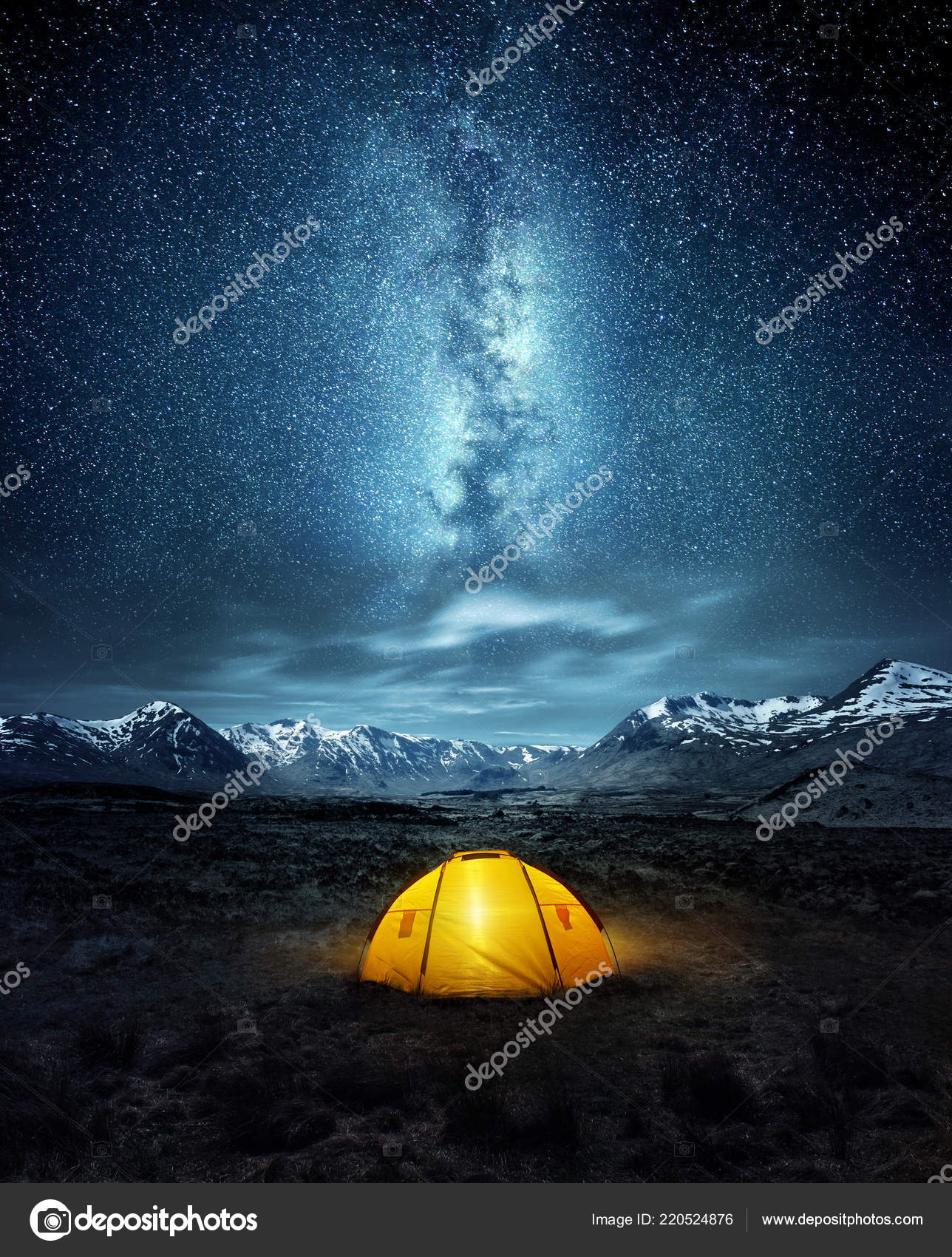 Camping Wilderness Pitched Tent Glowing Night Sky Stars Milky Way Stock Photo By C Solarseven Camping Wilderness Pitched Tent Glowing Night Sky Stars Milky Way Stock Photo By C Solarseven