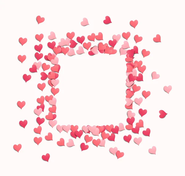 Sqaure Формы Любовь Сердце Конфетти Дизайн Рамки Векторная Иллюстрация — стоковый вектор