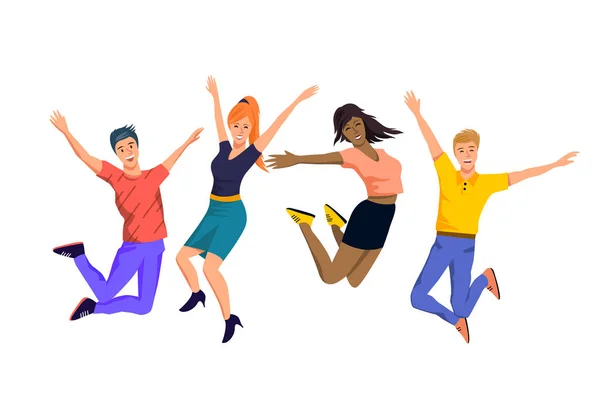 A team of happy and jumping people characters. Vector illustration