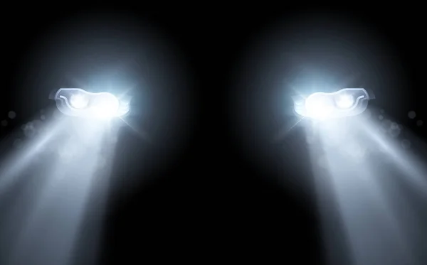 Сучасний Автомобіль Світлодіодні Лампи Розжарювання Рух Вночі Векторні Ілюстрації — стоковий вектор
