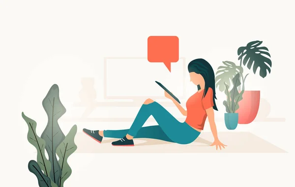 Les jeunes femmes se détendre et lire à la maison — Image vectorielle