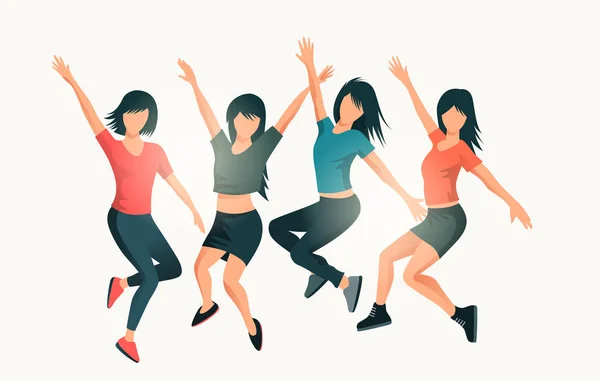 Happy Successful Jumping Women — Stock Vector