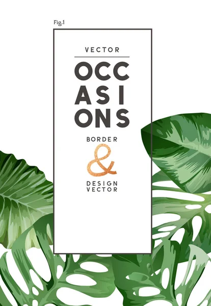 Elegante Summer Palm Leaf Tropical Frame Design — Vetor de Stock