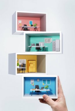 Stacked Miniature Business Offices clipart