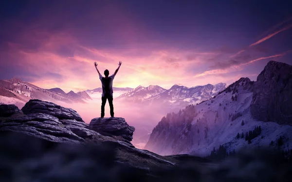 Business Goals - A Man Reaching for The Sky — Stock Photo, Image