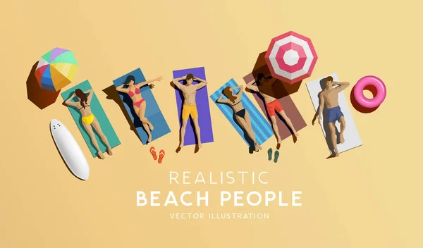 People Enjoying The Sun On The Beach Vector Graphics