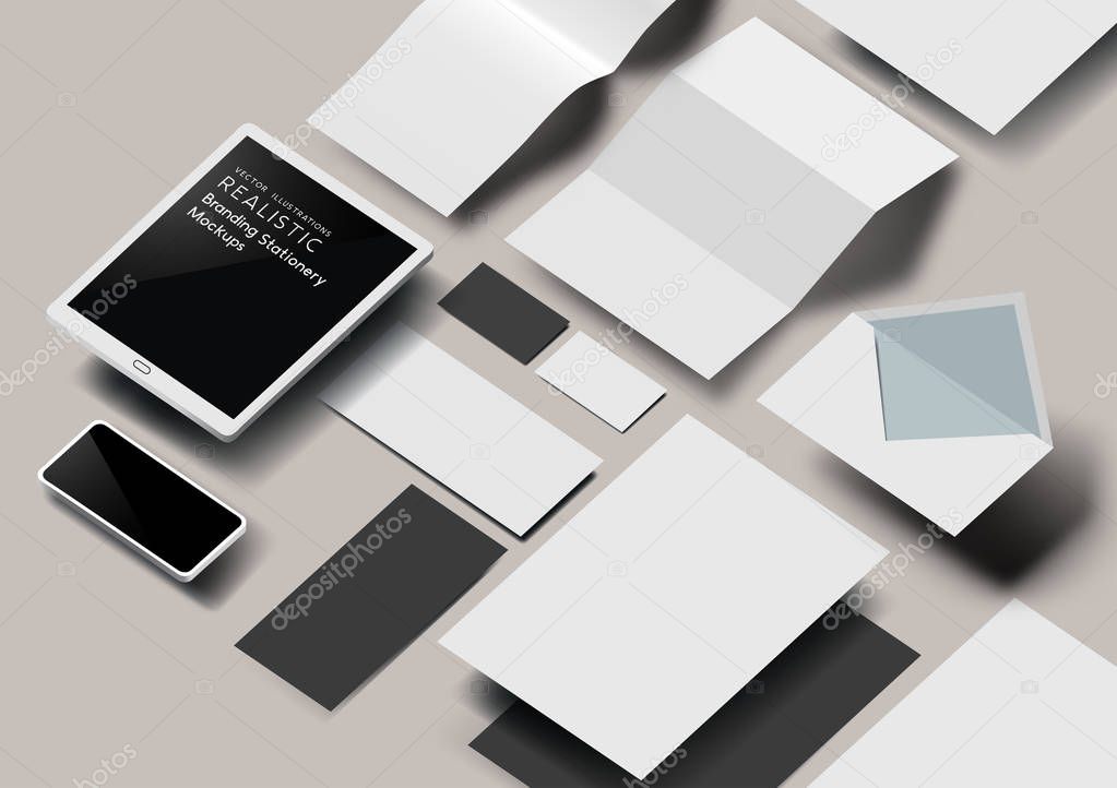 Vector Business Stationery 3D Effect Mockup