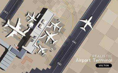 Havadan Görünüm - Pist li ve Uçaklı Havaalanı Terminali