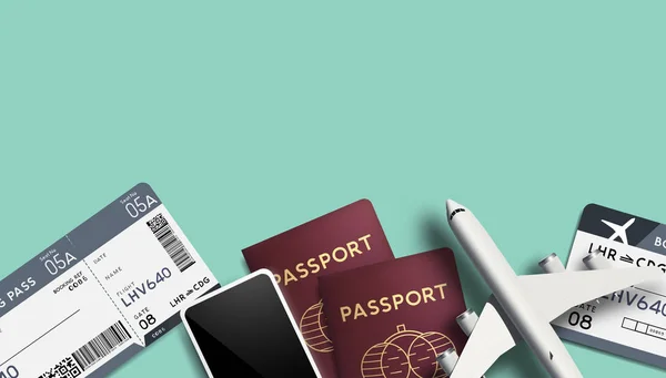 Vector de fondo de viaje con pasaportes — Archivo Imágenes Vectoriales
