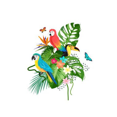 Egzotik Kuşlar ve Tropikal Bitkiler