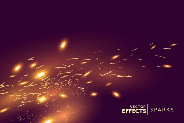 Luminoso fuoco scintille effetto sfondo — Vettoriale Stock