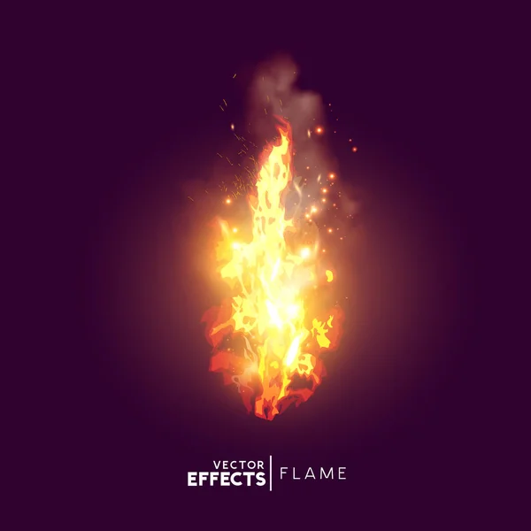 Vector realista de llama de fuego — Archivo Imágenes Vectoriales
