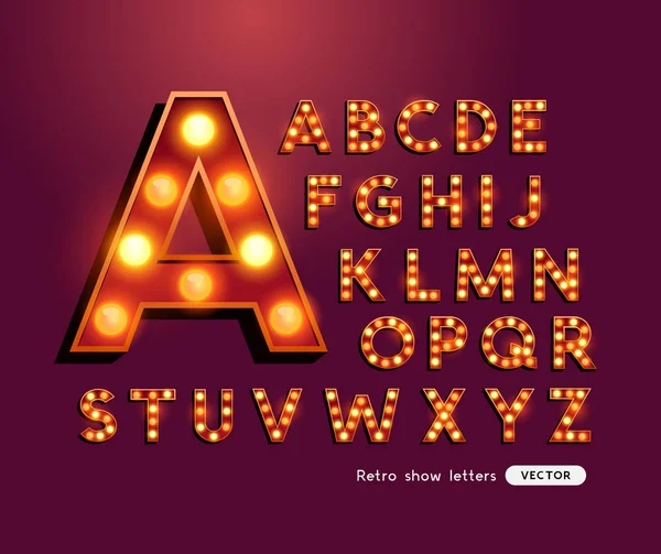 Retro teatr i kino znak alfabet — Wektor stockowy