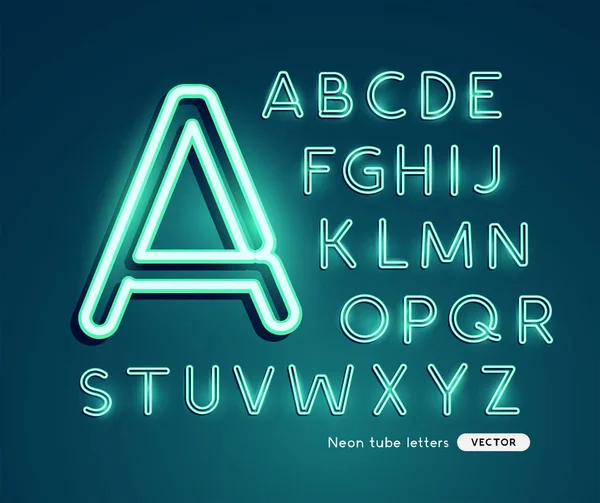 Glowing Neon Vector Alphabet — Stock Vector