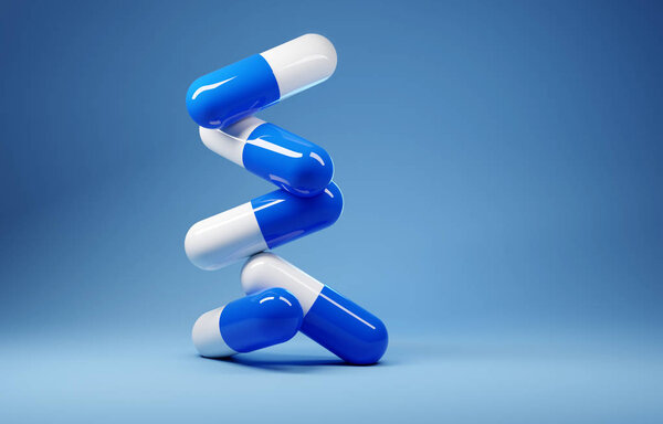 A Stack of Antibiotic Pill Capsules