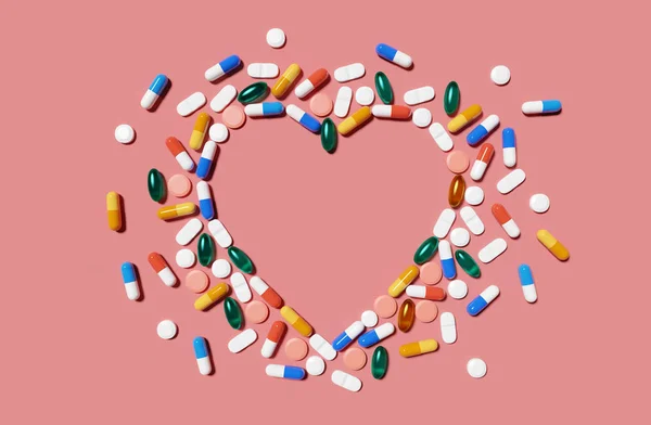 Medicine Pills In A Heart Shape