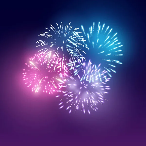 Ensemble d'affichage vectoriel réaliste de feux d'artifice — Image vectorielle