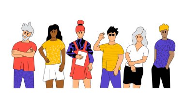 Çalışan profesyonel karakterler takımı. Takım oluşturma, People karakterleri vektör illüstrasyonu..