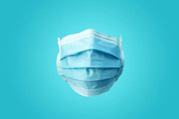 Vanlig Blå Medicinsk Ansiktsmask För Kirurgiskt Skydd Framifrån — Stockfoto