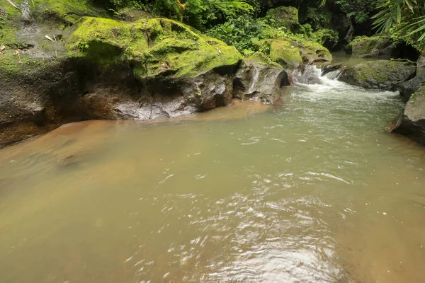 Piękna Faktura Kamiennego Koryta Rzeki Polerowanego Przez Górski Strumień Rzeki — Zdjęcie stockowe