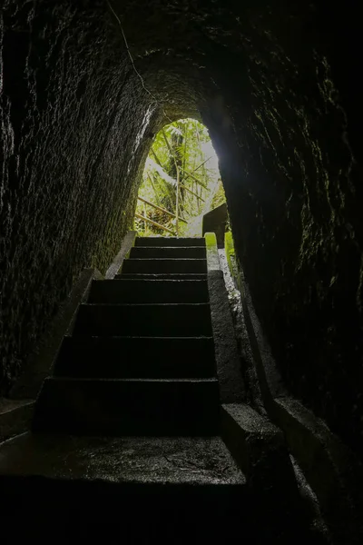 Ormandaki Kayaya Kazınmış Tarihi Bir Tünel Yüz Yıl Önce Hollandalılar — Stok fotoğraf