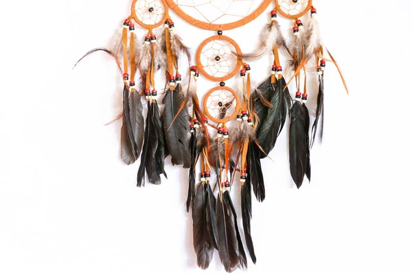 Macro View Real Native Dream Catcher Details Pure White Background — Stock Photo, Image