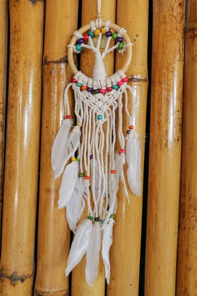 White Dreamcatcher Amuleto Indiano Que Protege Dorminhoco Espíritos Malignos Doenças — Fotografia de Stock