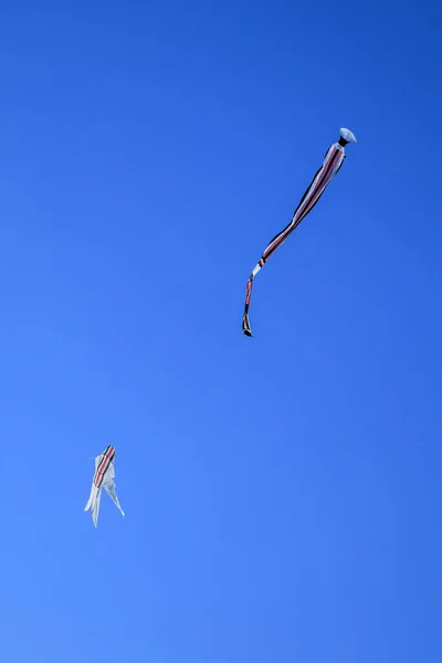 Cometa Tradicional Balinesa Kite Largo Tailfly Cielo Azul Cometa Colorida —  Fotos de Stock