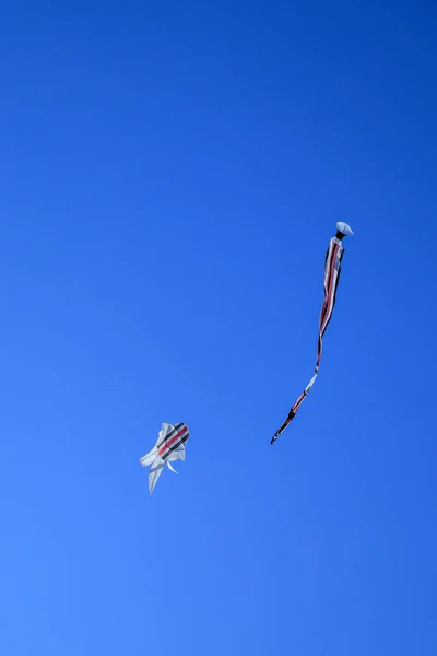 Traditional Balinese Kite Kite Long Tailfly Blue Sky Colorful Kite — Stock Photo, Image