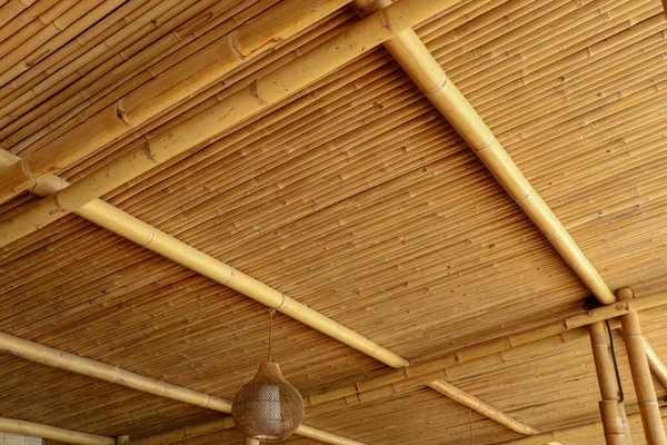 Sfondo Texture Tetto Bambù Casa Ecologica Fatta Materiali Naturali — Foto Stock