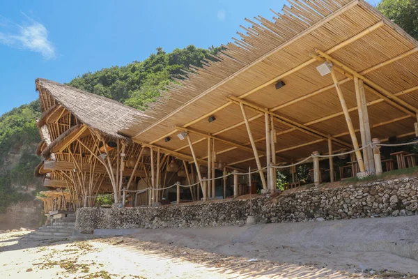 Musikclub Und Restaurant Auf Bali Indonesien Bambusbau Sandstrand — Stockfoto
