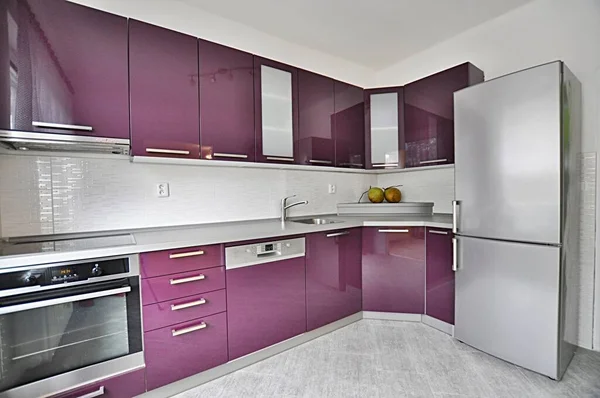 View Modern Kitchen Purple Elements — Stock Photo, Image