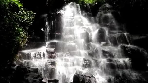 Scenic Kanto Lampo waterfall cascading down a step rock in Bali island Indonesia — Stok Video