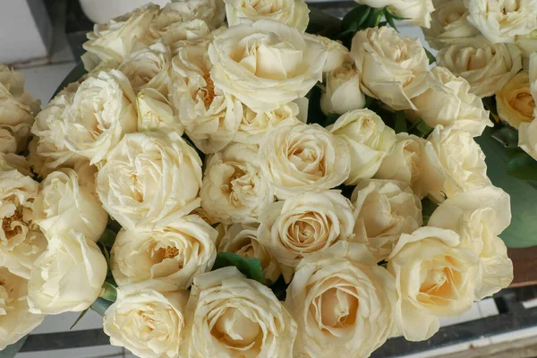 Isolated Close Huge Bouquet White Roses — Stock Photo, Image