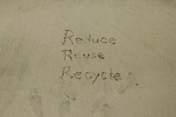Μείωση Της Επαναχρησιμοποίησης Έννοια Ανακύκλωσης Που Αντλείται Από Άμμο Βιωσιμότητα — Φωτογραφία Αρχείου