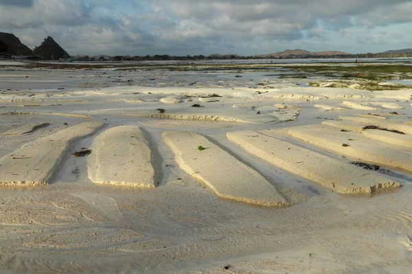 Coastal Strip Low Tide Desert Area Wet Sand Wavy Relief — Stock Photo, Image
