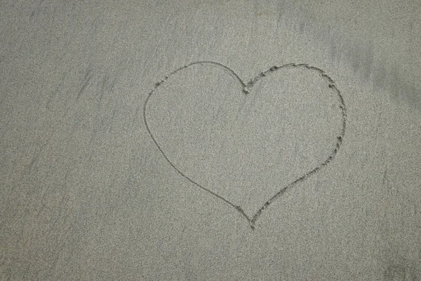Coração Desenhado Areia Composição Horizontal Coração Desenhado Areia Perfeitamente Branca — Fotografia de Stock