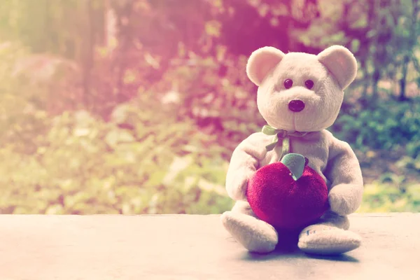 Ведмідь лялька з зеленим фоном боке — стокове фото