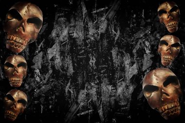 kafatası ahşap kenarı ve çerçevesi soyut olan grunge siyah doku