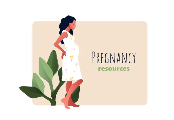 Schwangerschaftsressourcen Typ. Trauriges und schwangeres Mädchen. — Stockvektor