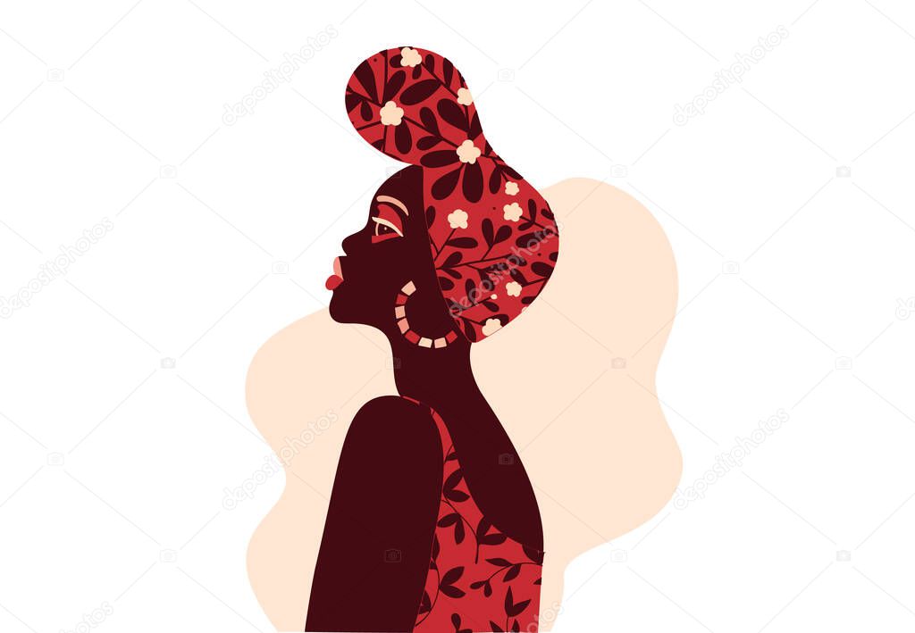 African woman with a headwrap vector in flat style