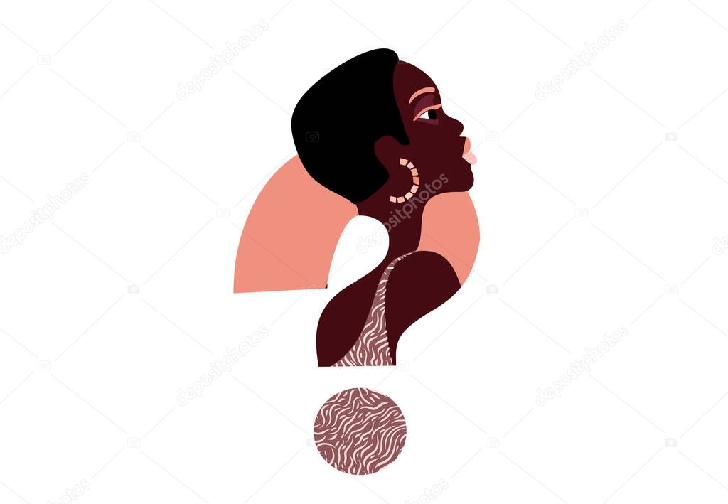 African woman with vector in flat style