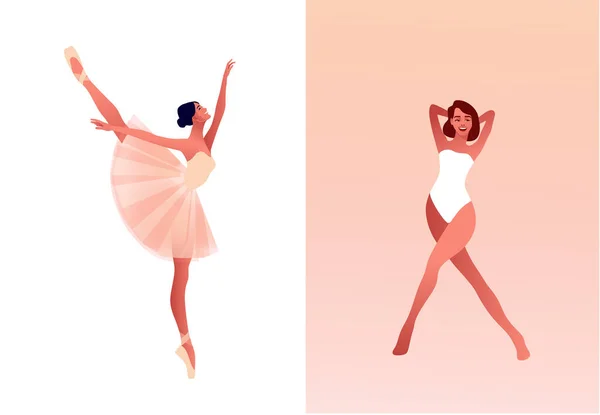 Belleza de ballet clásico conjunto de vectores planos — Vector de stock