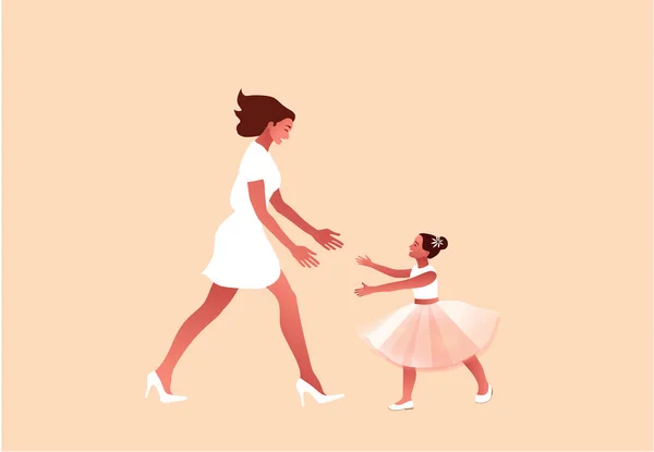 Mamma e figlia. Festa della mamma, lezione di danza classica — Vettoriale Stock